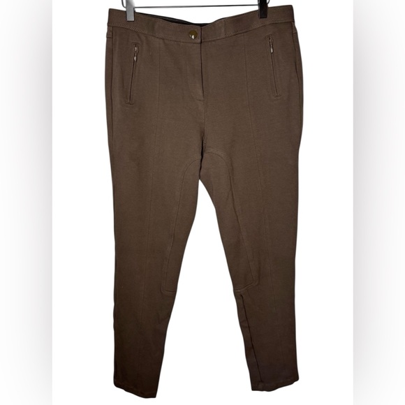 Chico's Pants - Chico’s Knit Jodhpur Style Brown Pants Stretch Ponte Faux Pockets Sz 10